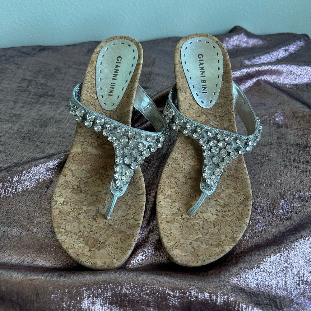 Gianni Bini Silver Embellished Women's Sandals